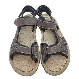 Eddie Bauer Mens Size 8 Strappy Sandals Brown Hook &‎ Loop Closures ABE/073133